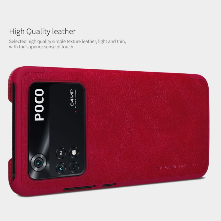 For Xiaomi Poco M4 Pro NILLKIN QIN Series Crazy Horse Texture Leather Phone Case(Red) - Xiaomi Cases by NILLKIN | Online Shopping UK | buy2fix