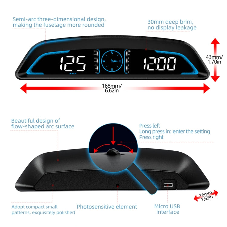 G3 Car 5.5 inch HUD Head-up Display HD GPS Speed Alarm Odometer - In Car by buy2fix | Online Shopping UK | buy2fix