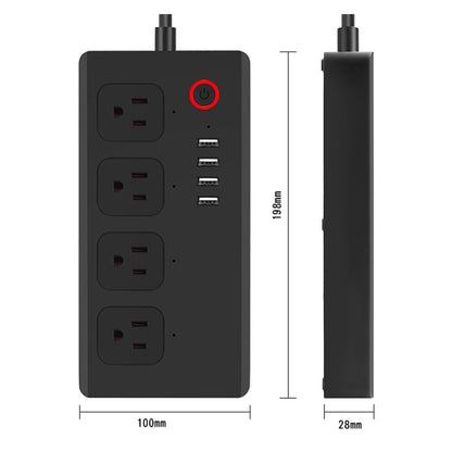 WiFi 10A SM-SO301-U 2500W 4 Holes + 4 USB Smart Power Strip, US Plug(Black) - Consumer Electronics by buy2fix | Online Shopping UK | buy2fix