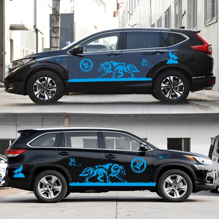 2 PCS/Set D-180 Wolf Totem Pattern Car Modified Decorative Sticker(Blue) - In Car by buy2fix | Online Shopping UK | buy2fix