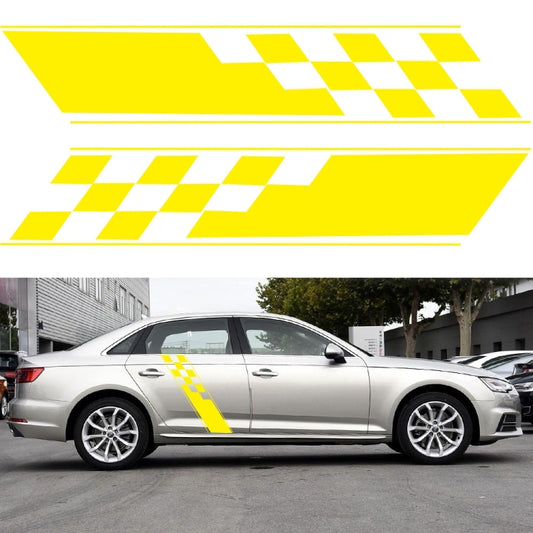 2 PCS/Set D-962 Checkered Flag Pattern Car Modified Decorative Sticker(Yellow) - In Car by buy2fix | Online Shopping UK | buy2fix
