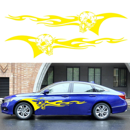 2 PCS/Set D-964 Skull Flame Pattern Car Modified Decorative Sticker(Yellow) - In Car by buy2fix | Online Shopping UK | buy2fix