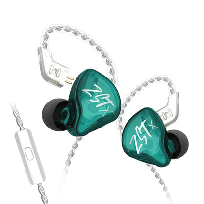KZ-ZST X 1.25m Ring Iron Hybrid Driver In-Ear Noise Cancelling Earphone, Style:With Microphone(Hyun Cyan) - In Ear Wired Earphone by KZ | Online Shopping UK | buy2fix