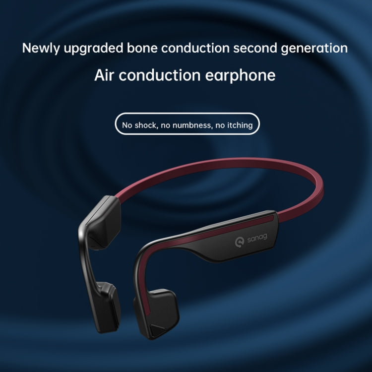 Sanag A11S Bone Conduction Second-generation Air Conduction Headphones(Black Red) - Sport Earphone by Sanag | Online Shopping UK | buy2fix