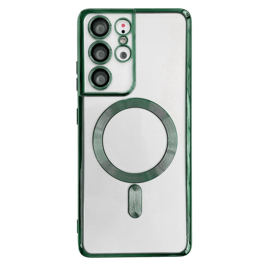 For Samsung Galaxy S22 5G Electroplated Frame MagSafe Magnetic Phone Case(Dark Green) - Galaxy S22 5G Cases by buy2fix | Online Shopping UK | buy2fix
