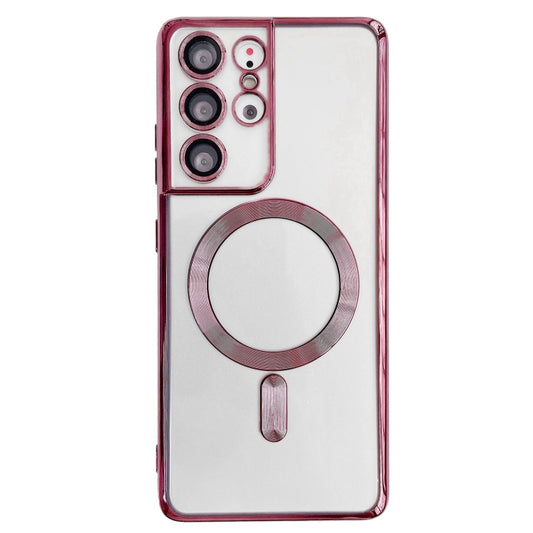 For Samsung Galaxy S22+ 5G Electroplated Frame MagSafe Magnetic Phone Case(Dark Pink) - Galaxy S22+ 5G Cases by buy2fix | Online Shopping UK | buy2fix