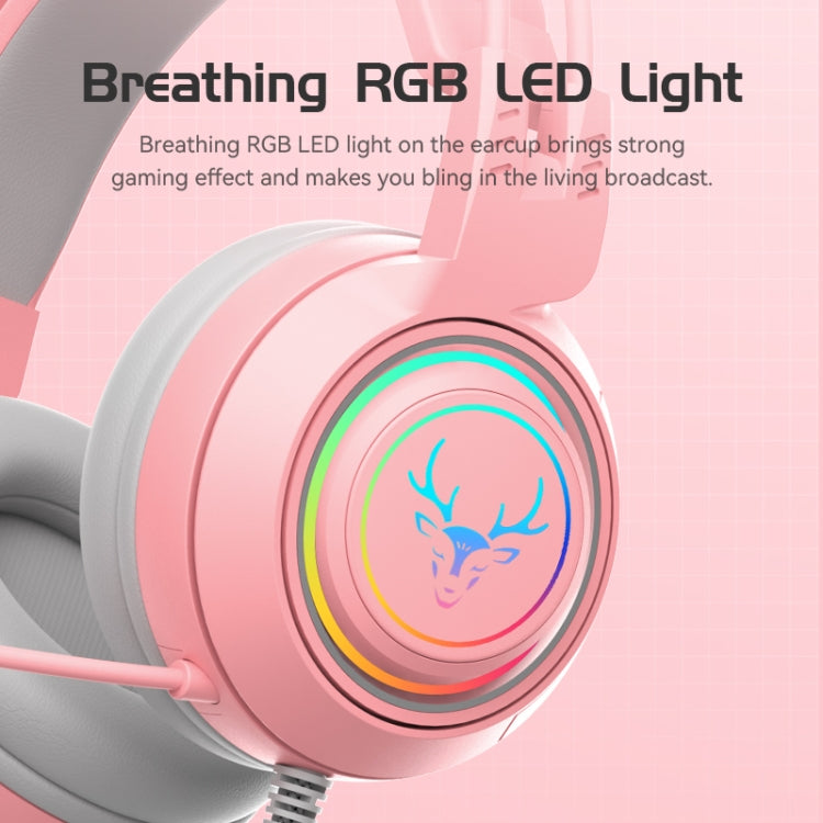 SOYTO SY-G25 Antlers RGB HD Microphone 3D Space Sound Wired Gaming Headset(Pink) - Multimedia Headset by SOYTO | Online Shopping UK | buy2fix