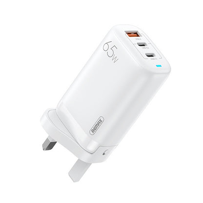 REMAX RP-U55 Territory Series 65W USB+Dual USB-C / Type-C Interface Fast Charger, Specification:UK Plug(White) - Apple Accessories by REMAX | Online Shopping UK | buy2fix