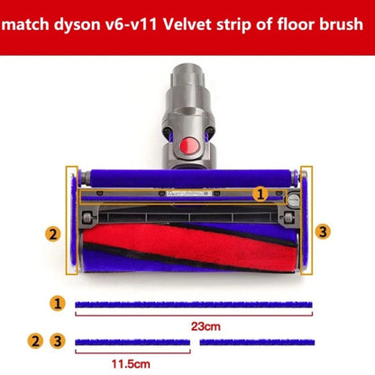 3 in 1 Velvet Strip Hose Soft Velvet Floor Brush Hose Strips For Dyson V7 / V8 / V10 / V11 - Consumer Electronics by buy2fix | Online Shopping UK | buy2fix