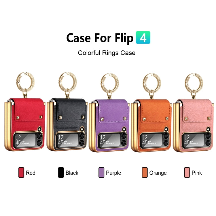 For Samsung Galaxy Z Flip4 5G GKK Colorful PU Phone Case with Ring Holder(Orange) - Galaxy Z Flip4 5G Cases by GKK | Online Shopping UK | buy2fix