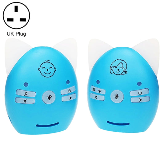 V30 Wireless Audio Baby Monitor Support Voice Monitoring + Intercom + Night Light without Battery, Plug Type:UK Plug(Blue) - Security by buy2fix | Online Shopping UK | buy2fix