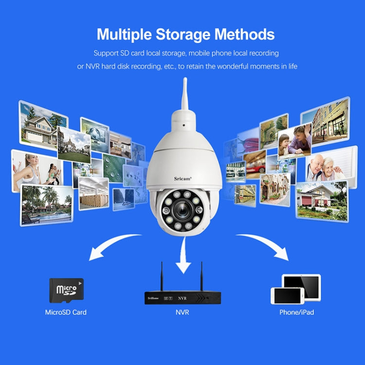 Sricam SP008C 5MP 10X Zoom IP66 Waterproof CCTV WiFi IP Camera Monitor, Plug Type:EU Plug(White) - Security by Sricam | Online Shopping UK | buy2fix
