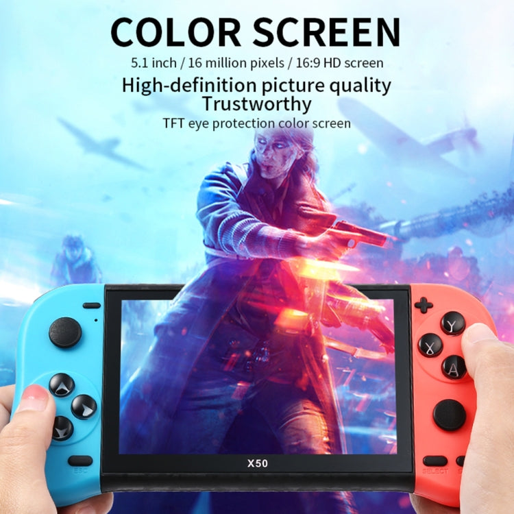 X50 Max 5.1 inch Screen Handheld Game Console for Double Player with 6000+ Games(Red+Blue) - Pocket Console by buy2fix | Online Shopping UK | buy2fix