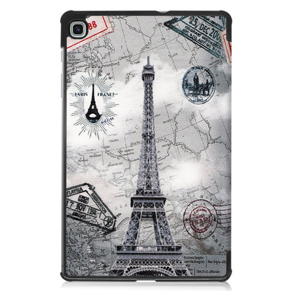 For Samsung Galaxy Tab S6 Lite P610 10.4 inch Colored Drawing Horizontal Flip Leather Case, with Three-folding Holder(Eiffel Tower) - Samsung Accessories by buy2fix | Online Shopping UK | buy2fix