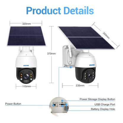 ESCAM QF724 3MP 24h Recording Cloud Storage PT 4G PIR Alarm IP Camera with Solar Panel, European Signal Bands - Security by ESCAM | Online Shopping UK | buy2fix