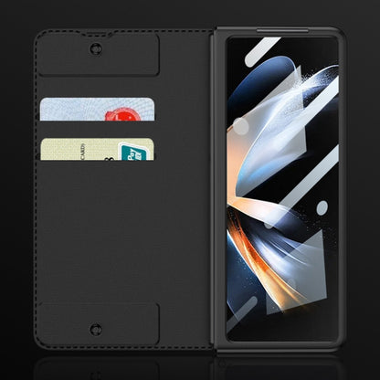 For Samsung Galaxy Z Fold4 GKK Screen Tempered Glass Film Armor Flip Leather Case with Pen Slot(Grey) - Galaxy Z Fold4 5G Cases by GKK | Online Shopping UK | buy2fix