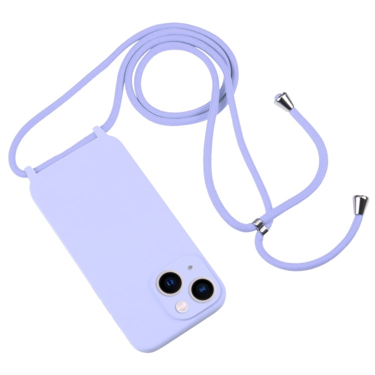 For iPhone 13 Crossbody Lanyard Liquid Silicone Case(Light Purple) - iPhone 13 Cases by buy2fix | Online Shopping UK | buy2fix