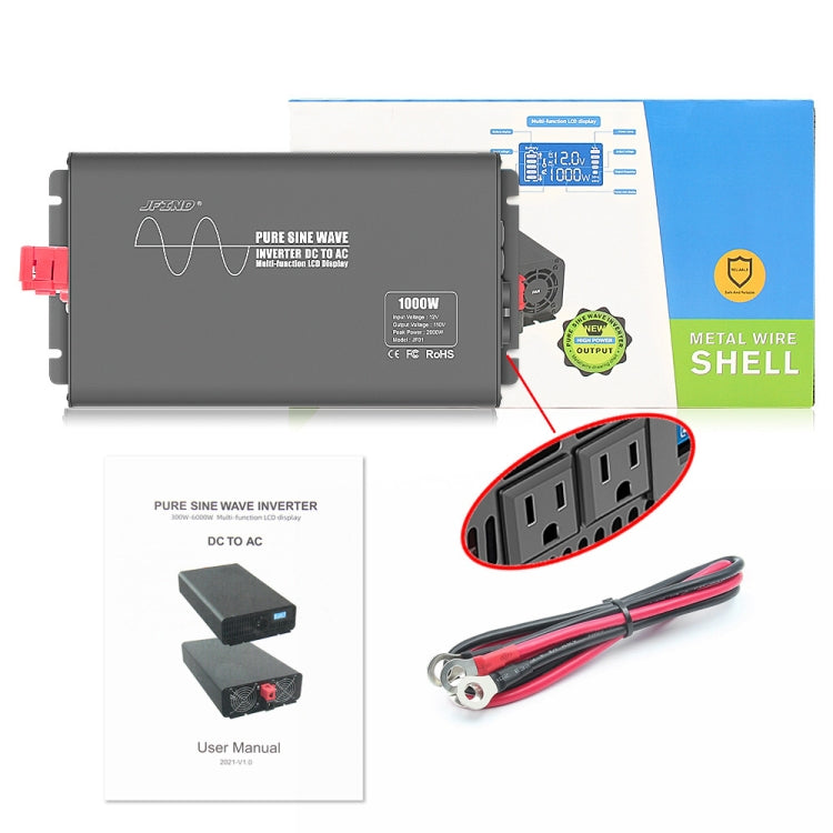Car 1000W 12V to 110V Pure Sine Wave Power Inverter, US Plug - In Car by buy2fix | Online Shopping UK | buy2fix
