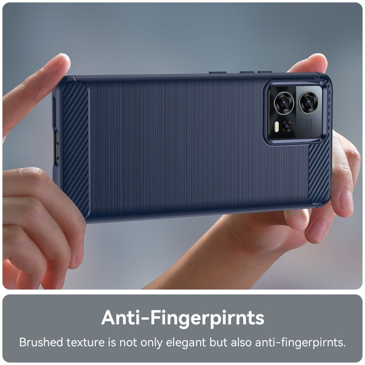 For Motorola Edge 30 Fusion/Moto S30 Pro Brushed Texture Carbon Fiber TPU Phone Case(Blue) - Motorola Cases by buy2fix | Online Shopping UK | buy2fix