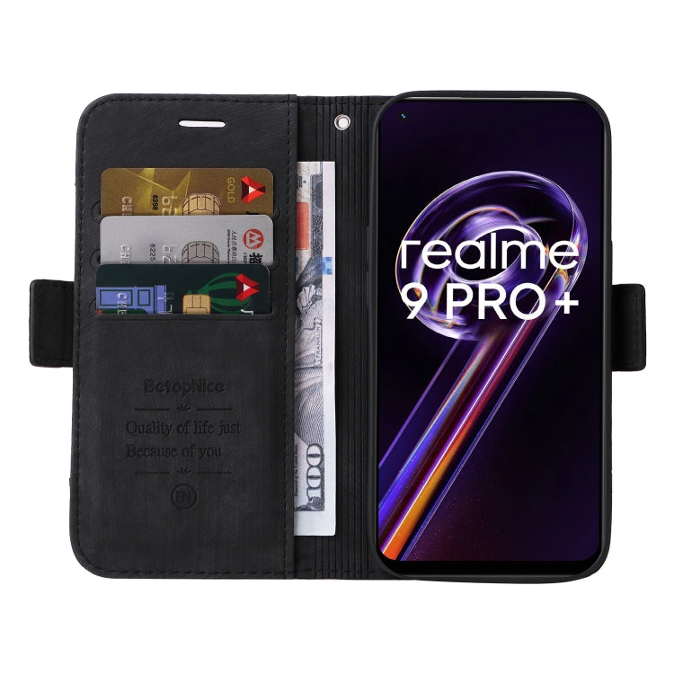 For Realme 9 Pro+ BETOPNICE Dual-side Buckle Leather Phone Case(Black) - Realme Cases by BETOPNICE | Online Shopping UK | buy2fix