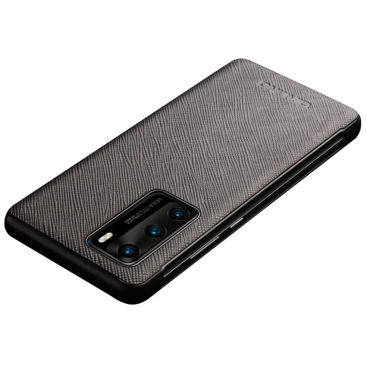 For Huawei P40 QIALINO Puda Texture Side Window View Leather Phone Case(Black) - Huawei Cases by QIALINO | Online Shopping UK | buy2fix