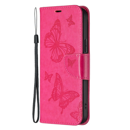 For Xiaomi 12T / 12T Pro / Redmi K50 Ultra Embossing Two Butterflies Pattern Leather Case(Rose Red) - Xiaomi Cases by buy2fix | Online Shopping UK | buy2fix