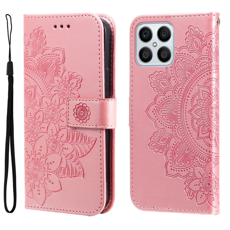 For Honor X8 5G / X6 7-petal Flowers Embossing Leather Phone Case(Rose Gold) - Honor Cases by buy2fix | Online Shopping UK | buy2fix