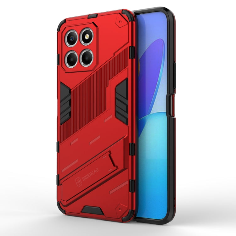 For Honor X8 5G Punk Armor PC + TPU Phone Case with Holder(Red) - Honor Cases by buy2fix | Online Shopping UK | buy2fix