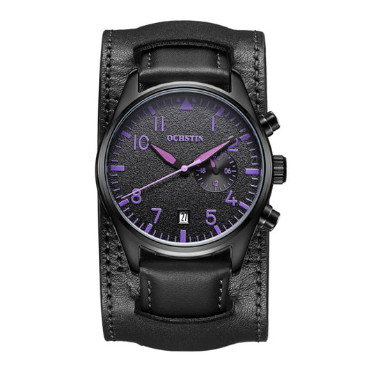 Ochstin 7228 Multifunctional Business Leather Wrist Wrist Waterproof Quartz Watch(Purple) - Leather Strap Watches by OCHSTIN | Online Shopping UK | buy2fix