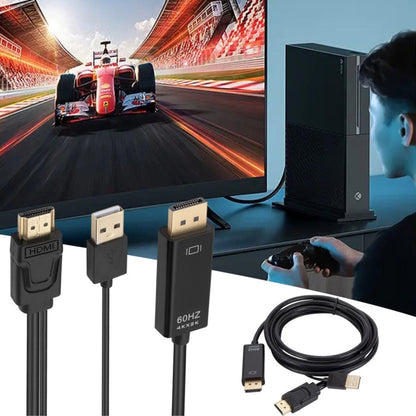 HDMI to USB+DisplayPort Adapter Cable with Power Supply, Length: 1.8m(Black) -  by buy2fix | Online Shopping UK | buy2fix