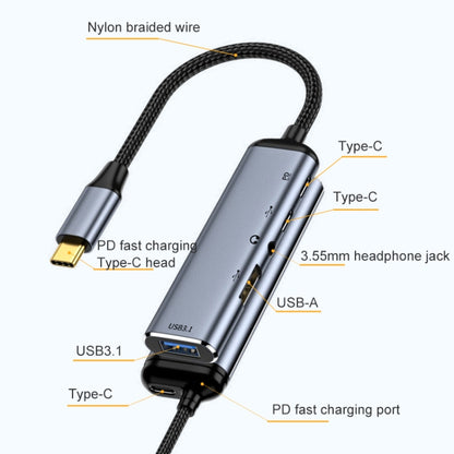Y003 5 in 1 USB-C/Type-C to USB3.1+USB2.0+Dual USB-C/Type-C+3.5mm Audio Interface Multifunctional Adapter - Computer & Networking by buy2fix | Online Shopping UK | buy2fix