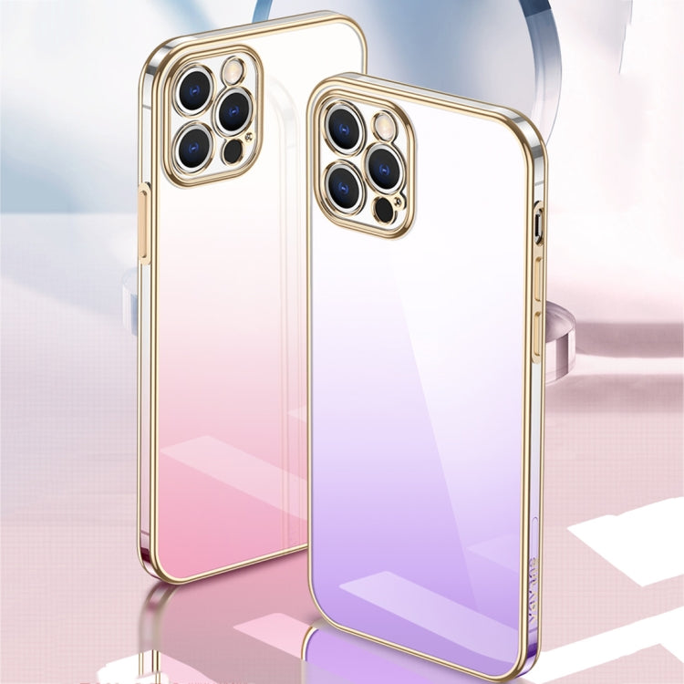 For iPhone 14 SULADA Iridescence Series Plating Transparent Gradient Phone Case(Pink) - iPhone 14 Cases by SULADA | Online Shopping UK | buy2fix