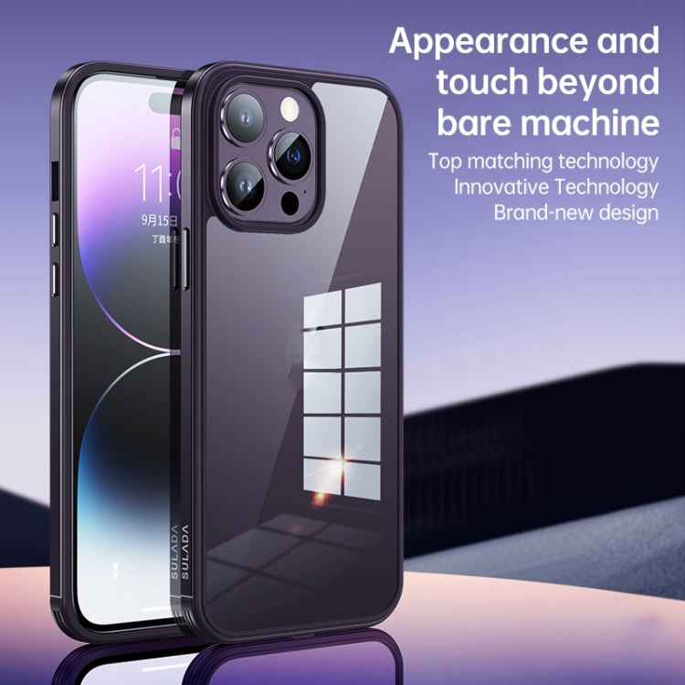 For iPhone 14 Pro Max SULADA Metal Frame + Nano Glass + TPU Phone Case(Silver) - iPhone 14 Pro Max Cases by SULADA | Online Shopping UK | buy2fix
