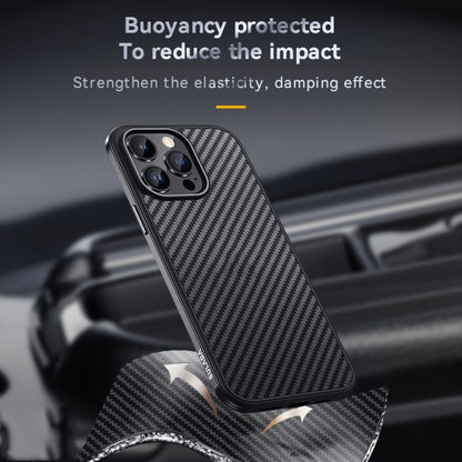 For iPhone 14 SULADA Carbon Fiber Textured Shockproof Metal + TPU Frame Case(Silver) - iPhone 14 Cases by SULADA | Online Shopping UK | buy2fix