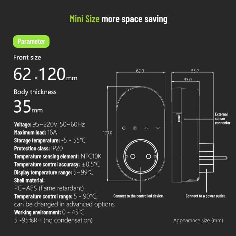 BHT12-E Plug-in LED Thermostat Without WiFi, EU Plug(Black) - Consumer Electronics by buy2fix | Online Shopping UK | buy2fix