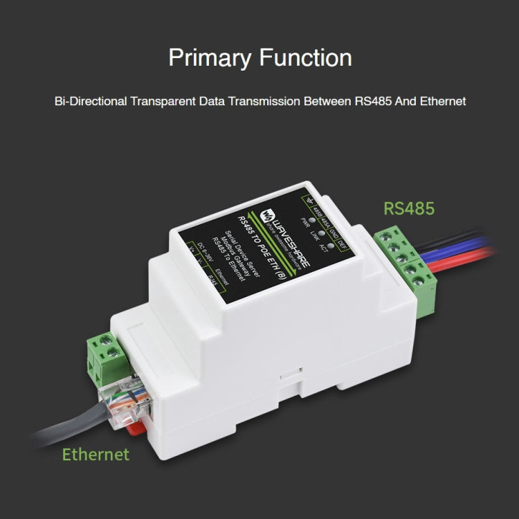 Waveshare Din Rail RS485 to RJ45 Serial Server with POE Function - Consumer Electronics by WAVESHARE | Online Shopping UK | buy2fix