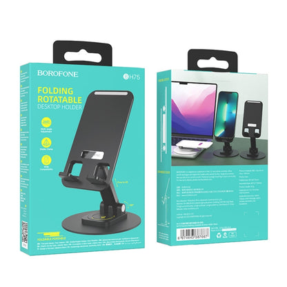 Borofone BH75 Flawless Foldable Rotating Desktop Mobile Phone Tablet Holder(Black) - Desktop Holder by Borofone | Online Shopping UK | buy2fix