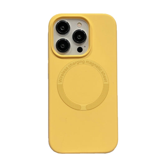 For iPhone 14 Magsafe Magnetic Silicone Phone Case(Yellow) - iPhone 14 Cases by buy2fix | Online Shopping UK | buy2fix