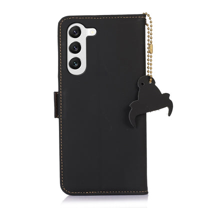 For Samsung Galaxy S22 5G Genuine Leather Magnetic RFID Leather Phone Case(Black) - Galaxy S22 5G Cases by buy2fix | Online Shopping UK | buy2fix