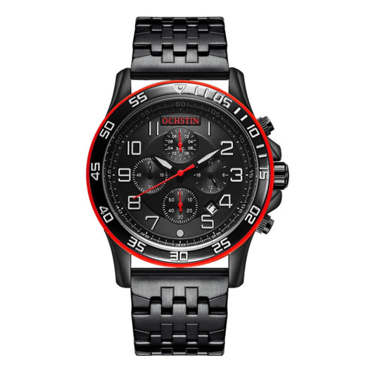 OCHSTIN 7258 Fashion Steel Strap Multifunctional Quartz Men Watch(Black) - Metal Strap Watches by OCHSTIN | Online Shopping UK | buy2fix