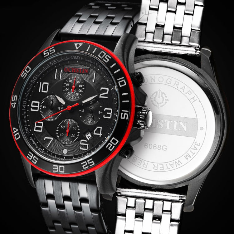 OCHSTIN 7258 Fashion Steel Strap Multifunctional Quartz Men Watch(Black) - Metal Strap Watches by OCHSTIN | Online Shopping UK | buy2fix