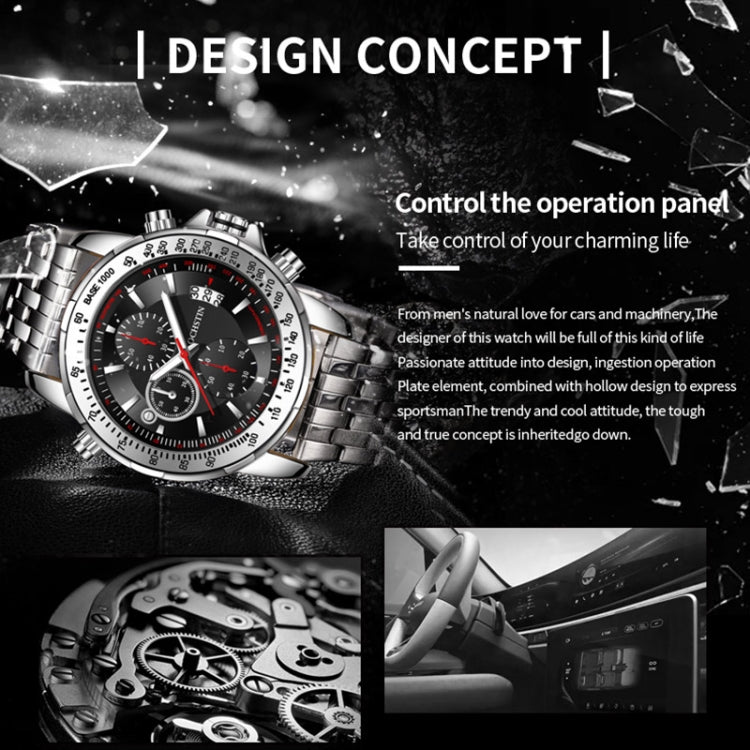 OCHSTIN 7261 Fashion Steel Strap Multifunctional Quartz Men Watch(Silver+Black) - Metal Strap Watches by OCHSTIN | Online Shopping UK | buy2fix