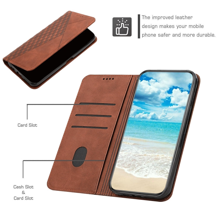 For Xiaomi 13 Diamond Splicing Skin Feel Magnetic Leather Phone Case(Brown) - 13 Cases by buy2fix | Online Shopping UK | buy2fix