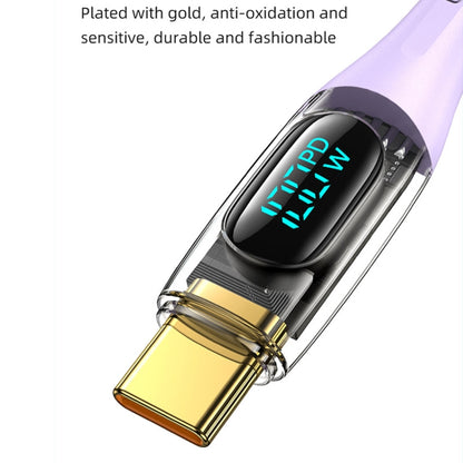 USAMS Type-C to Type-C PD100W Aluminum Alloy Transparent Digital Display Fast Charge Data Cable, Cable Length:2m(Purple) -  by USAMS | Online Shopping UK | buy2fix