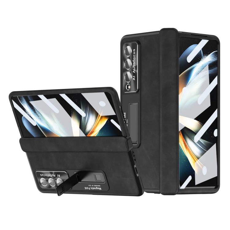 For Samsung Galaxy Z Fold4 Napa Pattern All-inclusive Magnetic Phone Case(Black) - Galaxy Z Fold4 5G Cases by buy2fix | Online Shopping UK | buy2fix