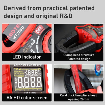 HABOTEST HT208D 1000A Digital Clamp Multi-Function Burn-proof Universal Meter - Digital Multimeter by HABOTEST | Online Shopping UK | buy2fix