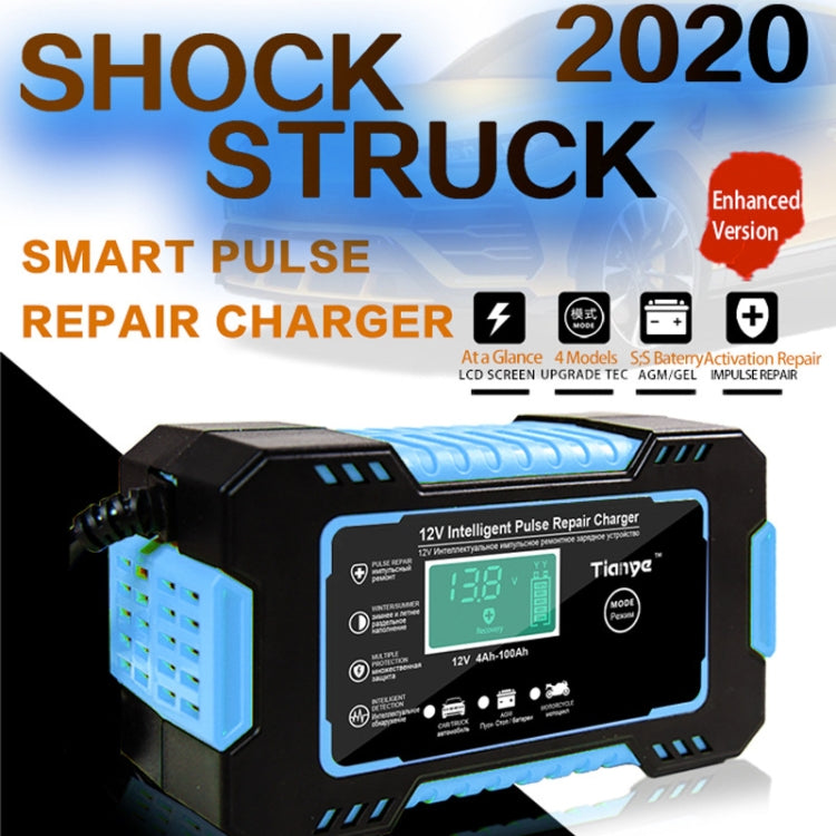 Motorcycle / Car Battery Smart Charger with LCD Creen, Plug Type:EU Plug(Blue) - In Car by buy2fix | Online Shopping UK | buy2fix