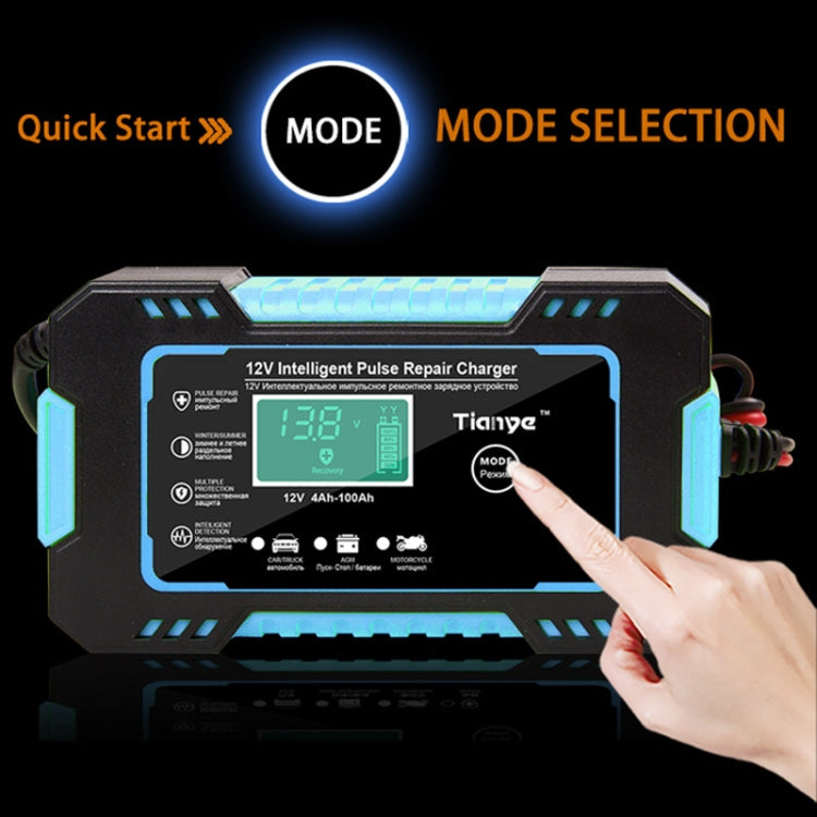 Motorcycle / Car Battery Smart Charger with LCD Creen, Plug Type:EU Plug(Blue) - In Car by buy2fix | Online Shopping UK | buy2fix