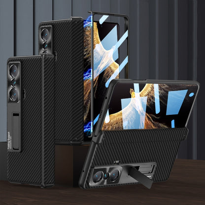 For Honor Magic VS GKK Magnetic Hinge Flip Leather Phone Case with Holder(Carbon Fibre) - Honor Cases by GKK | Online Shopping UK | buy2fix