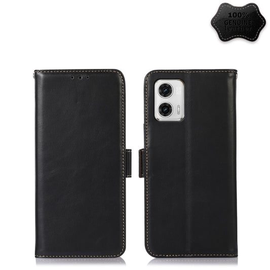 For Motorola Moto G73 5G Crazy Horse Top Layer Cowhide Leather Phone Case(Black) - Motorola Cases by buy2fix | Online Shopping UK | buy2fix